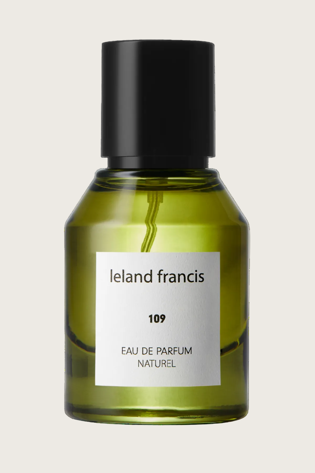 A bottle of '109 - Eau De Parfum' with a black cap and a label that includes the number 109 and the name 'Ieland francis'.