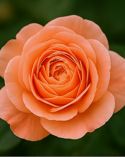 Close-up of a peach-colored rose with a blurred green background