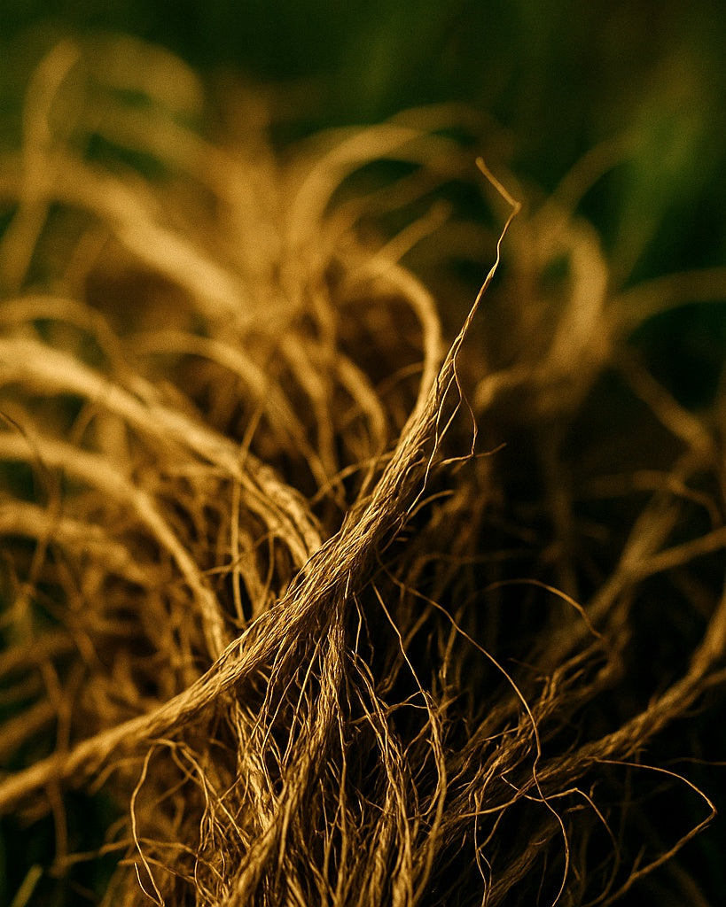 Close-up of vetiver intertwined roots with a blurred background