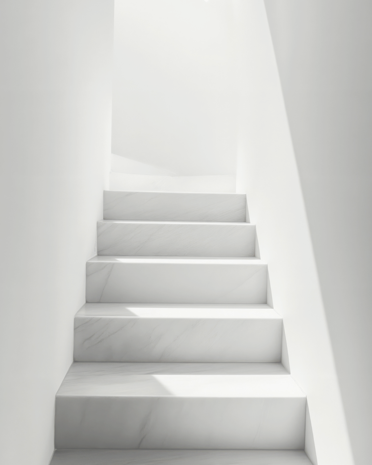 White marble staircase in a minimalistic setting